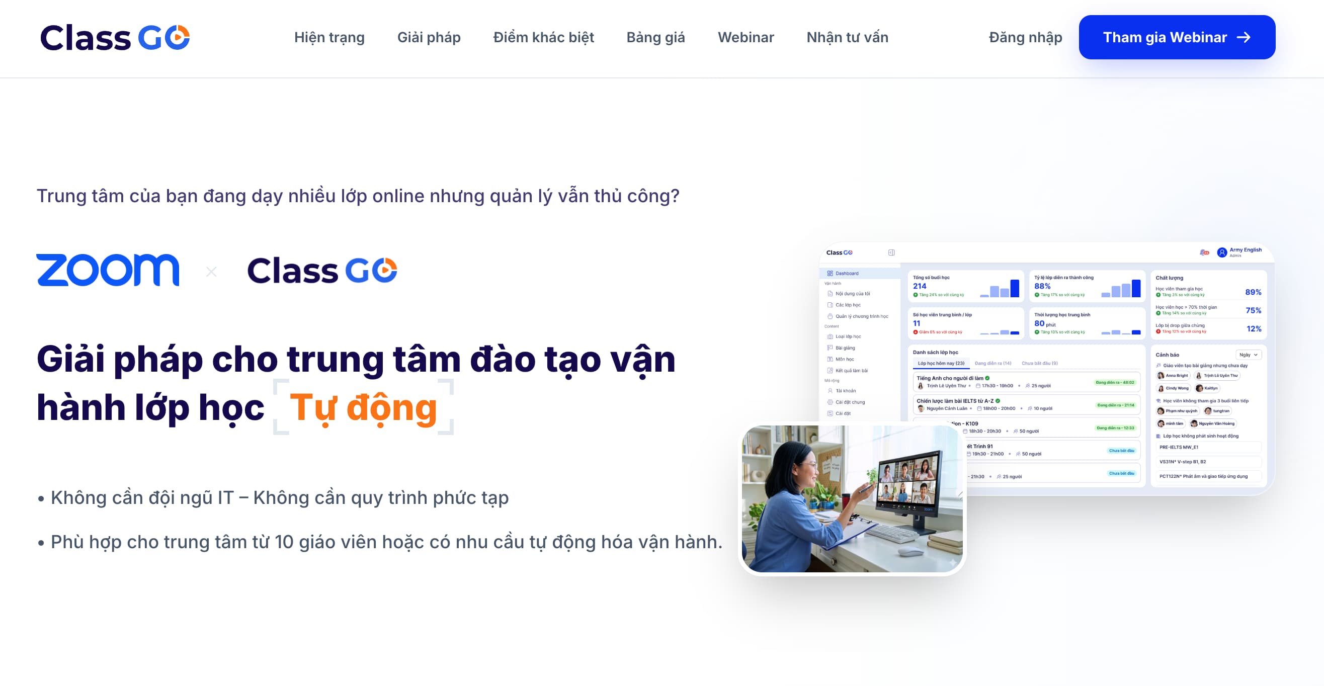Home hệ thống ClassGo
